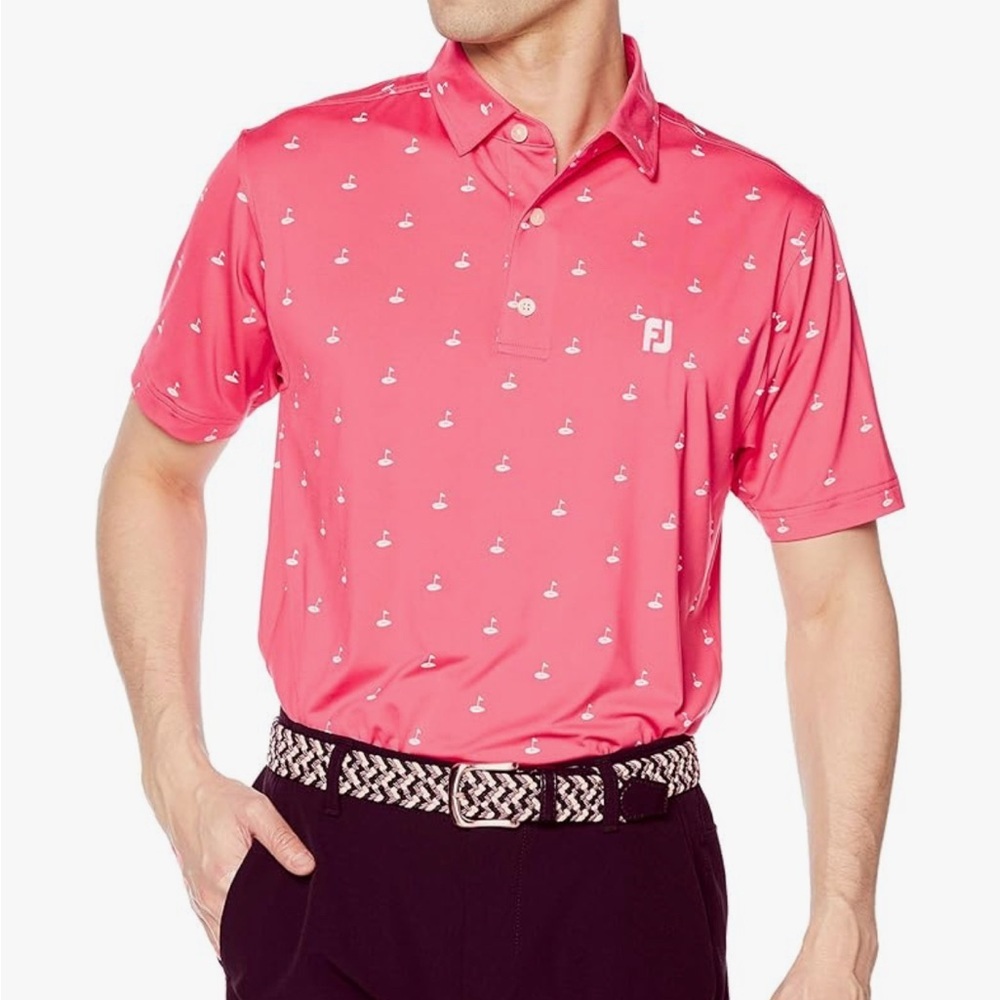 FootJoy Men's Polo Shirt, Golf Print Lyle Shirt Sz Medium EUC